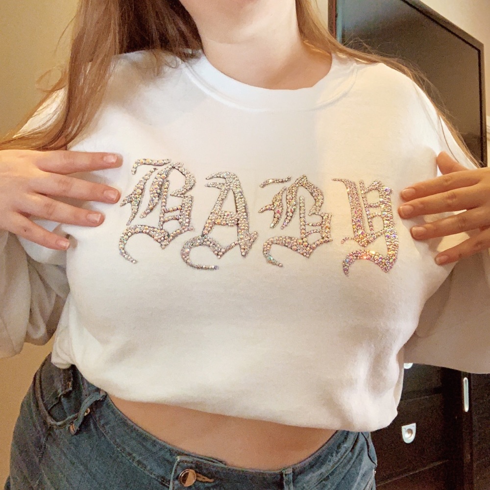 Custom Crystal Sweater with word of choice